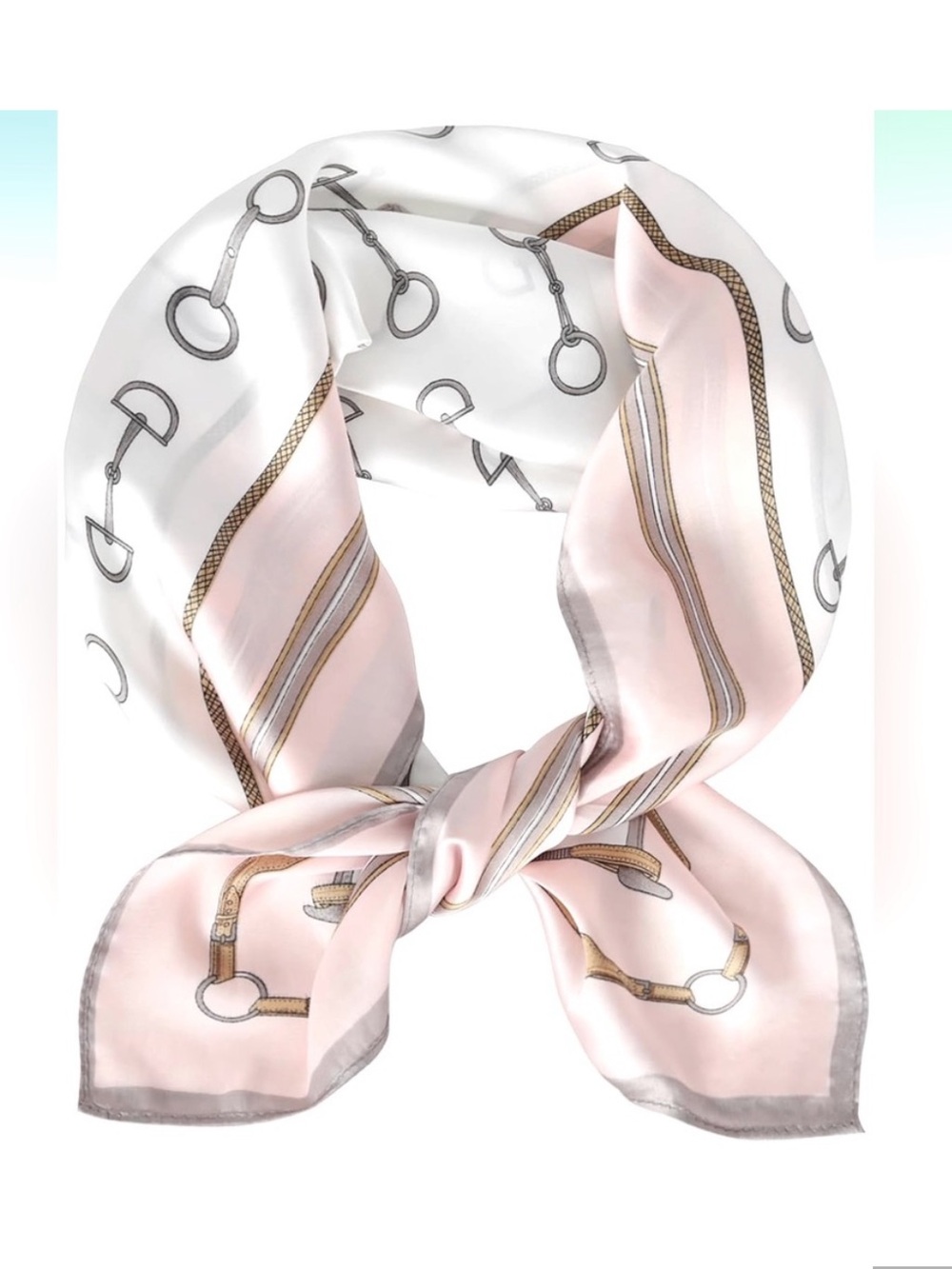 Silky Pink and White Horsebit Scarf